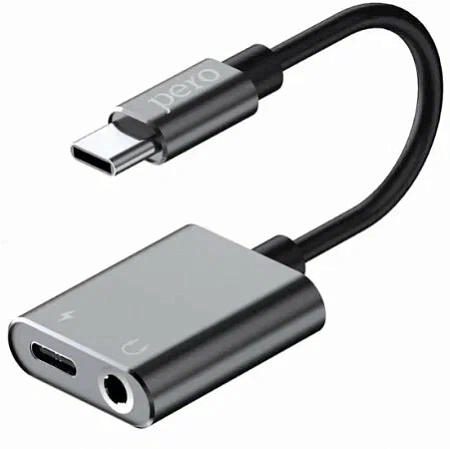 Адаптер PERO AD10 Type-C to USB Type-C/mini jack 3.5 черный Адаптер PERO AD10 Type-C to USB Type-C/mini jack 3.5 черный