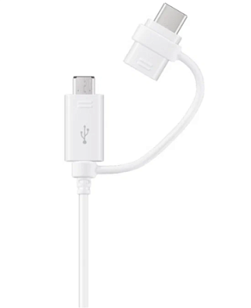 Кабель SAMSUNG DG930 2 в 1 USB Type-C+micro USB 1.5m белый Кабель SAMSUNG DG930 2 в 1 USB Type-C+micro USB 1.5m белый