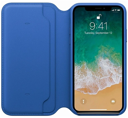 Чехол Apple iPhone X Leather Folio Electric Blue (синий) Чехол Apple iPhone X Leather Folio Electric Blue (синий)