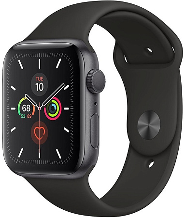 Apple Watch Series 5 44mm Case Space Grey Aluminium Sport Band Black Apple Watch Series 5 44mm Case Space Grey Aluminium Sport Band Black