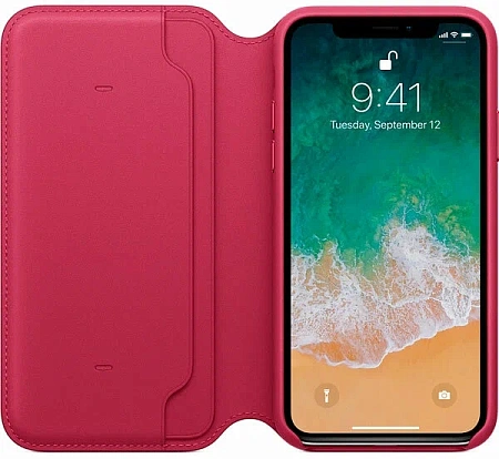 Чехол Apple iPhone X Leather Folio Red (красный) Чехол Apple iPhone X Leather Folio Red (красный)