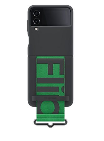 Накладка Samsung Z Flip4 Silicone Cover with Strap черная Накладка Samsung Z Flip4 Silicone Cover with Strap черная