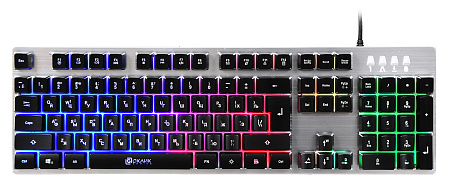 Клавиатура Oklick 770G Iron Force multimedia for gamer LED серый/черный Клавиатура Oklick 770G Iron Force multimedia for gamer LED серый/черный
